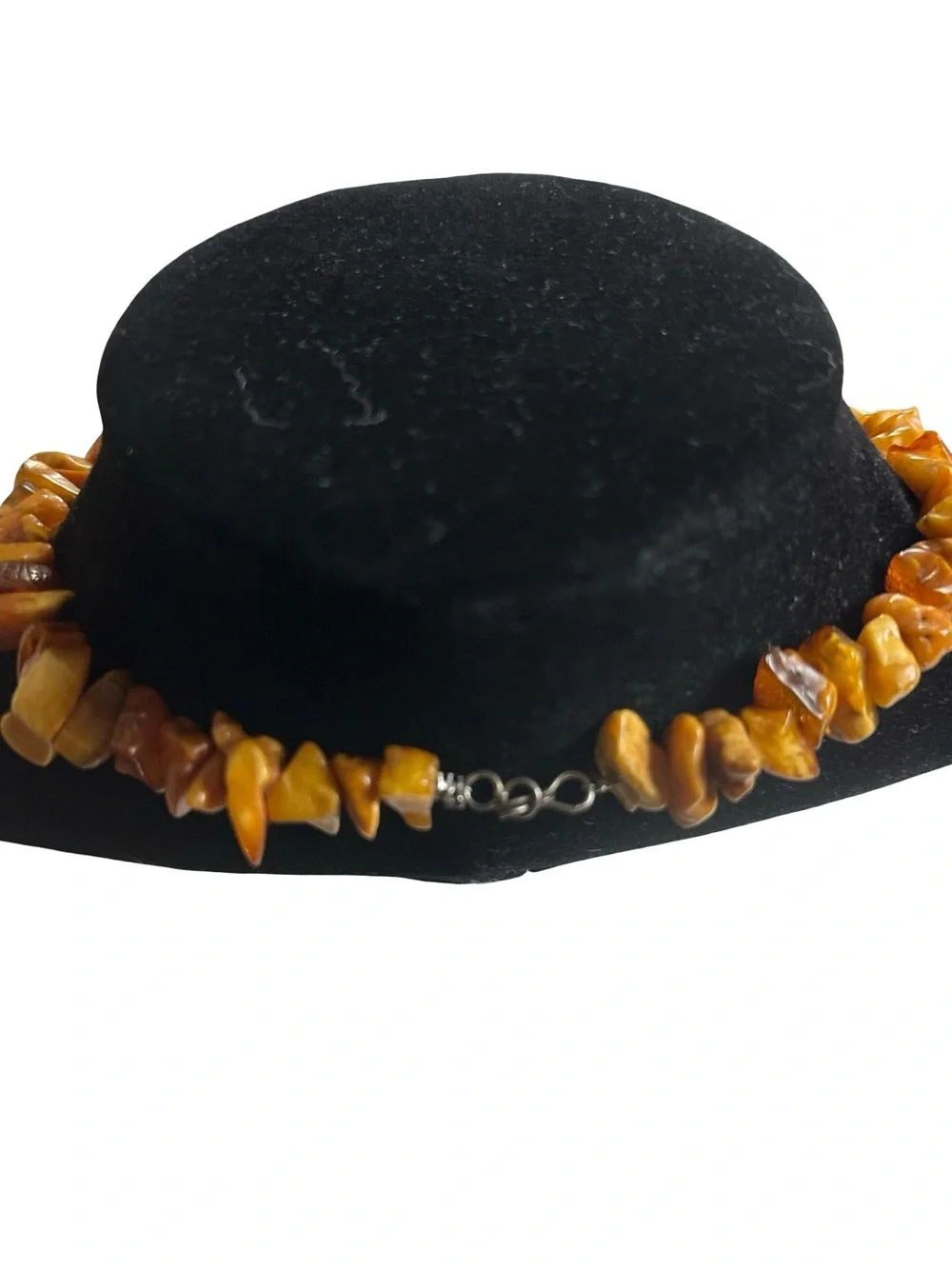 Vtg Baltic Amber Chip Choker Necklace Carved Shell Bird Pendant Genuine 16in 33g